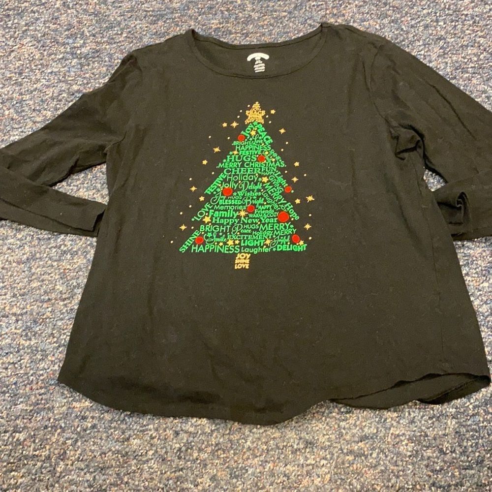 Holiday Time Christmas Tree Long Sleeve Top sz. L
